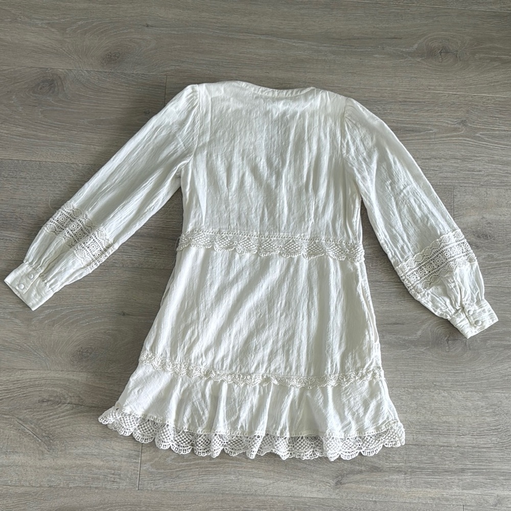 Anthropologie White Long Sleeve Dress Size Medium - Picture 4 of 12